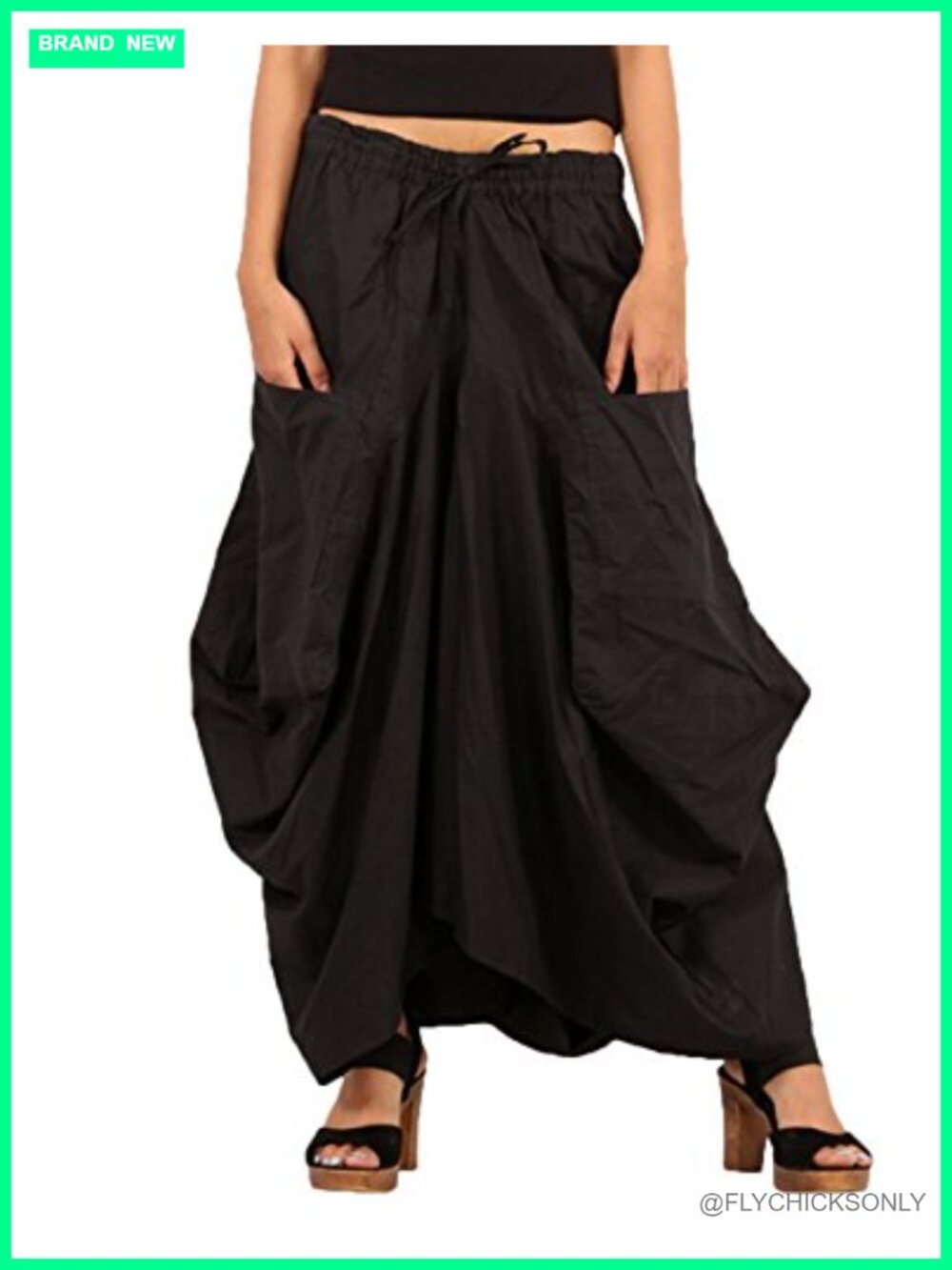 Cotton Solid Pockets Skirt Hippie Afghani Ethnic Casual